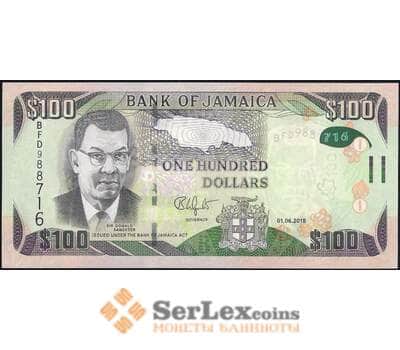 Банкнота Ямайка 100 долларов 2018 Р95 UNC арт. 31294