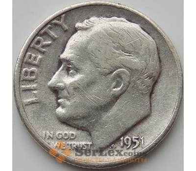 Монета США дайм 10 центов 1951 КМ195 VF арт. 11490