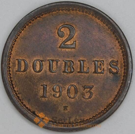 Гернси 2 дубля 1903 Н КМ9 aUNC арт. 54876 Гернси 2 дубля 1903 Н КМ9 aUNC арт. 54876