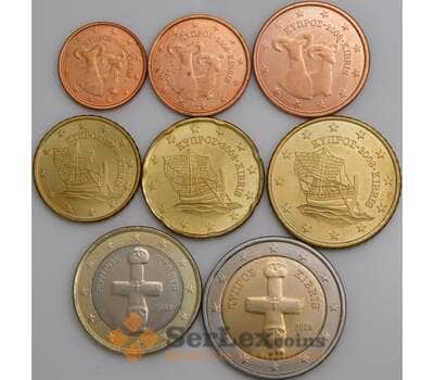 Кипр набор Евро монет 1 цент - 2 евро 2008 (8 шт) UNC арт. 45689