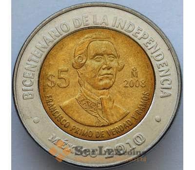 Монета Мексика 5 песо 2008 КМ900 aUNC Франциско Рамос (J05.19) арт. 16849