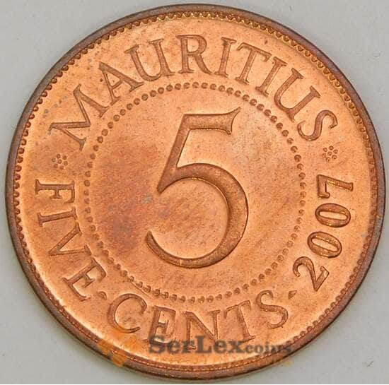 Маврикий 5 центов 2007 КМ52 UNC арт. 56404