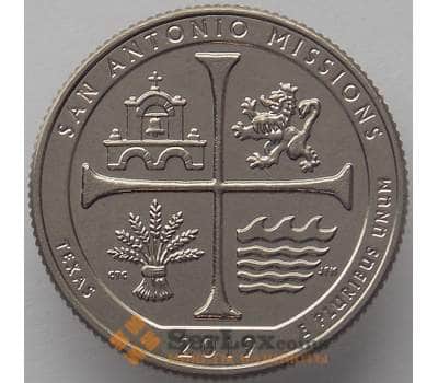 Монета США 25 центов 2019 UNC 49 парк Миссии Сан-Антонио UNC S арт. 17540