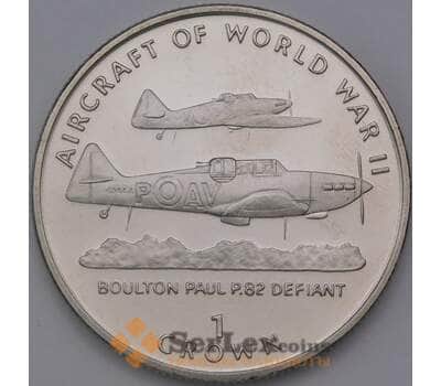 Монета Мэн остров 1 крона 1995 КМ516 Boulton Paul P.82 арт. 36790