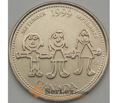 Монета Канада 25 центов 1999 КМ350 aUNC Сентябрь (J05.19) арт. 18736