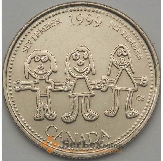 Канада 25 центов 1999 КМ350 aUNC Сентябрь (J05.19) арт. 18736