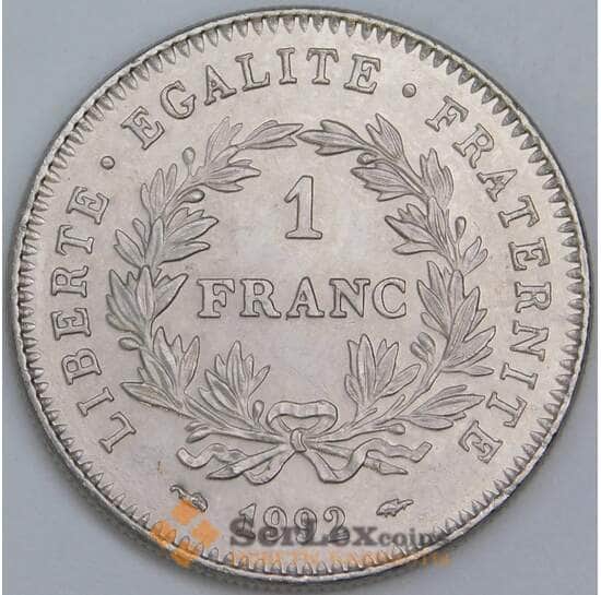 Франция 1 франк 1992 КМ1004 UNC 200 лет Французской Республике  арт. 57355