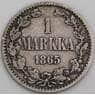 Русская Финляндия монета 1 марка 1865 КМ3.1VF арт. 48786