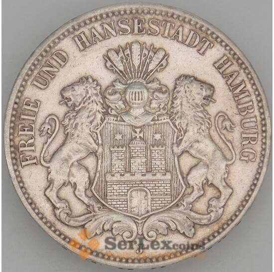 Германия Гамбург 3 марки 1909 КМ620 VF Серебро (МЮ) арт. 18560