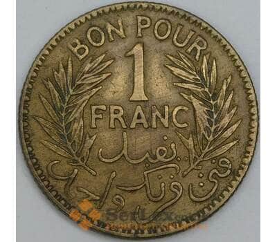 Тунис монета 1 франк 1921 КМ247 XF арт. 43287