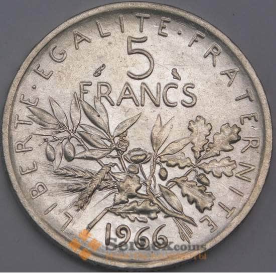 Франция 5 франков 1966 КМ926 UNC  арт. 40634