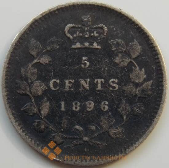 Канада 5 центов 1896 КМ2 F+ Серебро арт. С04980