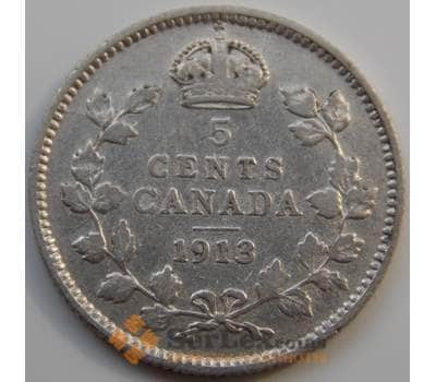 Монета Канада 5 центов 1913 КМ22 VF- Серебро арт. С04990