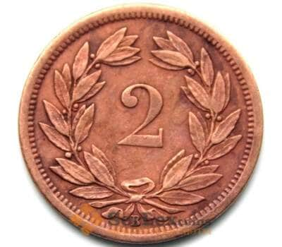 Монета Швейцария 2 раппен 1886 КМ4.1 XF арт. 5078