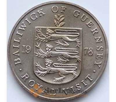 Монета Гернси 25 пенсов 1978 КМ32 AU Королевский визит арт. 5111