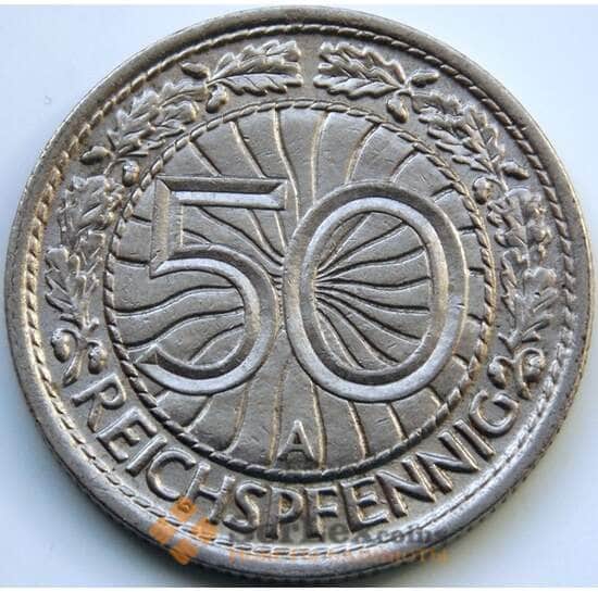 Германия 50 пфеннигов 1929 A КМ49 XF арт. 5146
