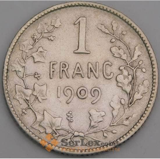 Бельгия 1 франк 1909 КМ56 VF DES BELGES арт. 5142