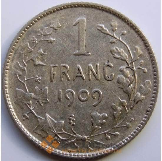 Бельгия 1 франк 1909 КМ56 VF Серебро арт. 5142