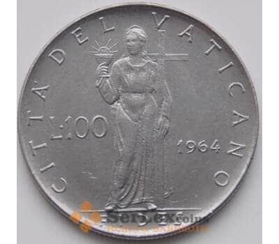 Монета Ватикан 100 лир 1964 КМ82.2 XF арт. 5143