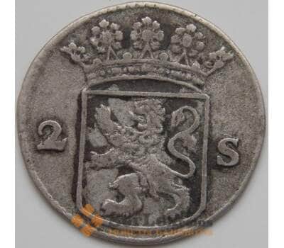 Монета Нидерланды 2 стивера 1744 КМ48 VF Серебро арт. 5155