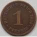 Монета Германия 1 пфенниг 1889 А КМ1 VF арт. 5206