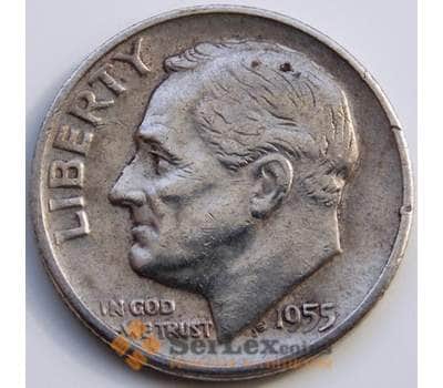 Монета США 10 центов 1955 S КМ195 VF Серебро арт. 5171