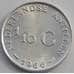 Монета Нидерландские Антиллы 1/10 гульдена 1966 КМ3 UNC Серебро арт. 5168