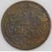 Монета Кюрасао 2 1/2 цента 1947 КМ42 VF арт. 5190