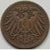 Монета Германия 1 пфенниг 1892 Е КМ10 VF арт. 5203
