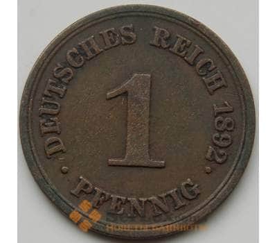 Монета Германия 1 пфенниг 1892 Е КМ10 VF арт. 5203