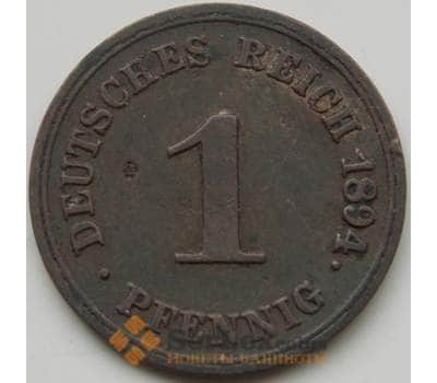 Монета Германия 1 пфенниг 1894 С КМ10 VF арт. 5204