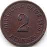 Германия 2 пфеннига 1875 G КМ2 VF арт. 5231
