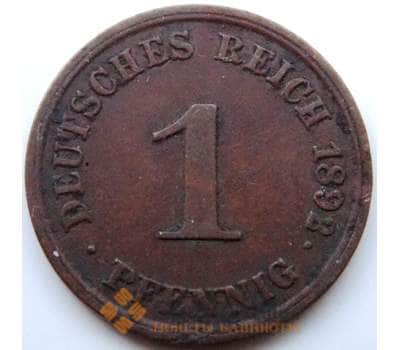 Монета Германия 1 пфенниг 1892 J КМ10 VF арт. 5246