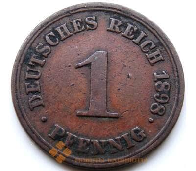 Монета Германия 1 пфенниг 1898 F КМ10 VF арт. 5249