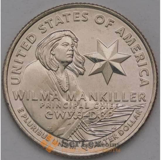 США 25 центов 2022 D №3 Женщины Америки -Вилма Манкиллер (Вильма) арт. 37555