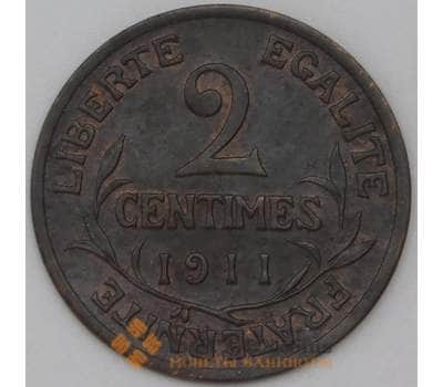 Монета Франция 2 сантима 1911 КМ841 AU арт. 22727