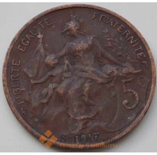 Франция 5 сантим 1917 КМ842 VF арт. 7347