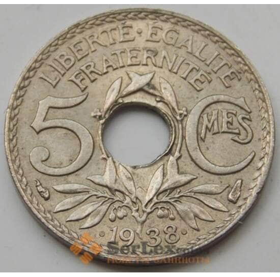 Франция 5 сантим 1920-1938 КМ875 XF арт. 7343