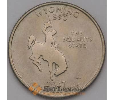 Монета США 25 центов 2007 D КМ399 UNC Вайоминг арт. 38172