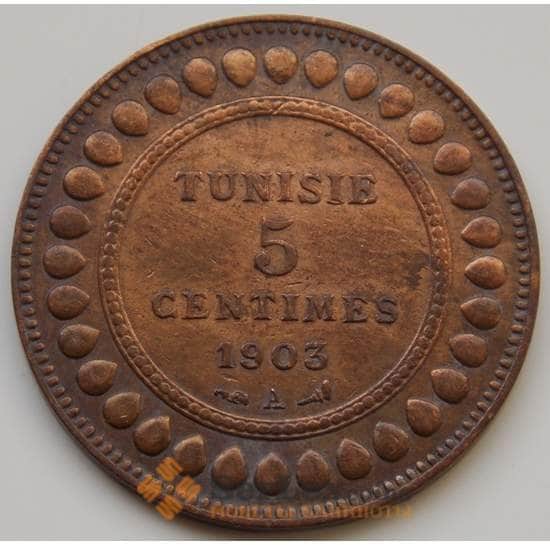 Тунис монета 5 сантимов 1903 KM228 AU арт. 8556