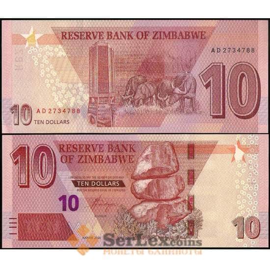 Зимбабве 10 долларов 2019 UNC арт. 28681