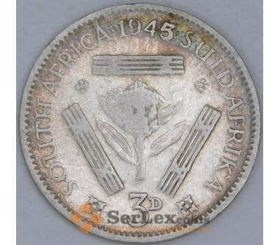 Южная Африка ЮАР 3 пенса 1945 КМ26 F арт. 50089