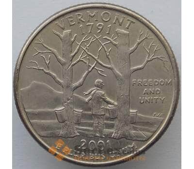 Монета США 25 центов 2001 P КМ321 aUNC Вермонт (J05.19) арт. 18008