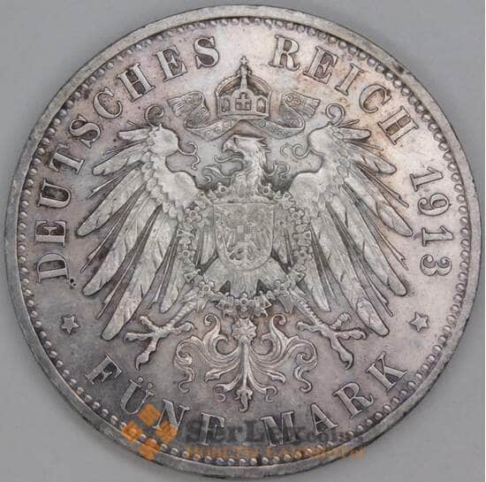 Германия Пруссия 5 марок 1913 КМ536 XF арт. 28465 Германия Пруссия 5 марок 1913 КМ536 XF арт. 28465