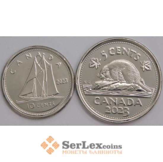Канада набор монет 5 и 10 центов 2023 UNC Карл III арт. 47587