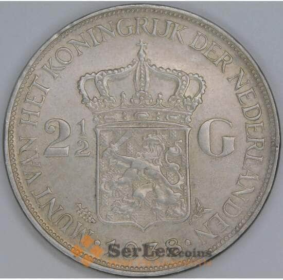 Нидерланды 2 1/2 гульдена 1938 КМ165 VF арт. 56324