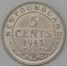 Ньюфаундленд 5 центов 1943 КМ19 XF Серебро арт. 30723