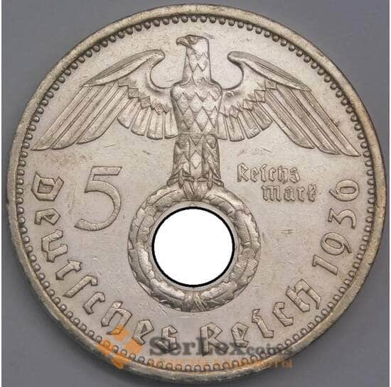 Германия монета 5 марок (рейхсмарок) 1936 A КМ94 AU арт. 42746