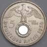 Германия монета 5 марок (рейхсмарок) 1936 A КМ94 AU арт. 42746