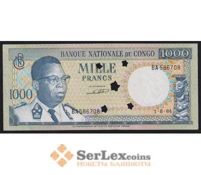 Конго 1000 франков 1964 Р8S UNC гашение арт. 52430